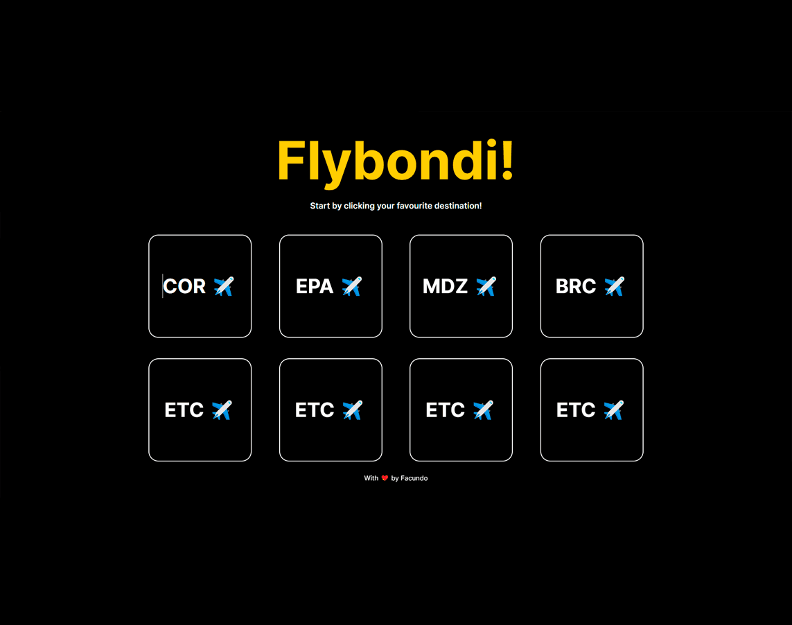 Screenshot of FlyBondi, a React and Next.js flight booking platform, showing budget-based flight search results